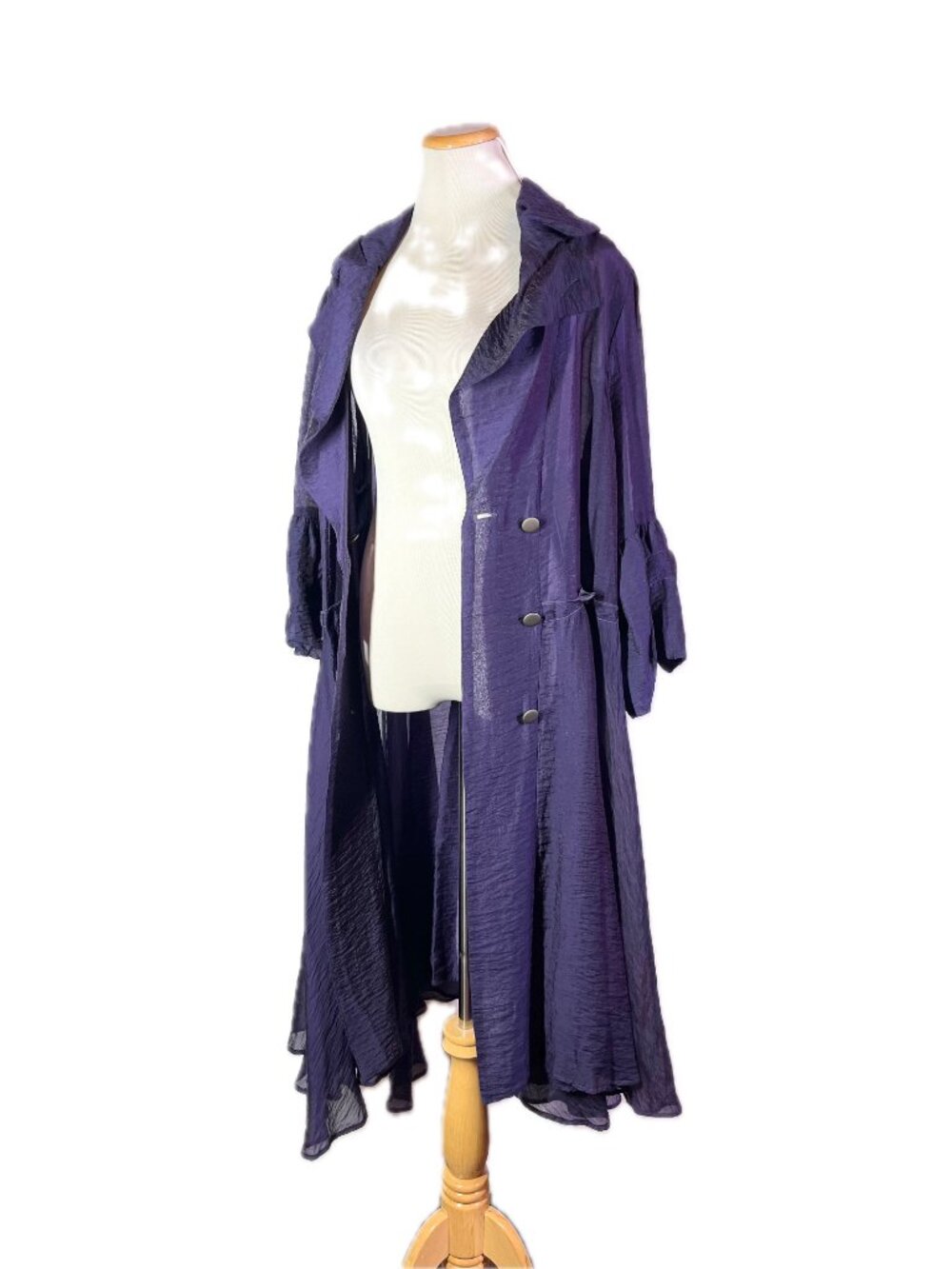 Design Today's Size 2XL Sheer Purple Coat Double-Breasted - Picture 3 of 10